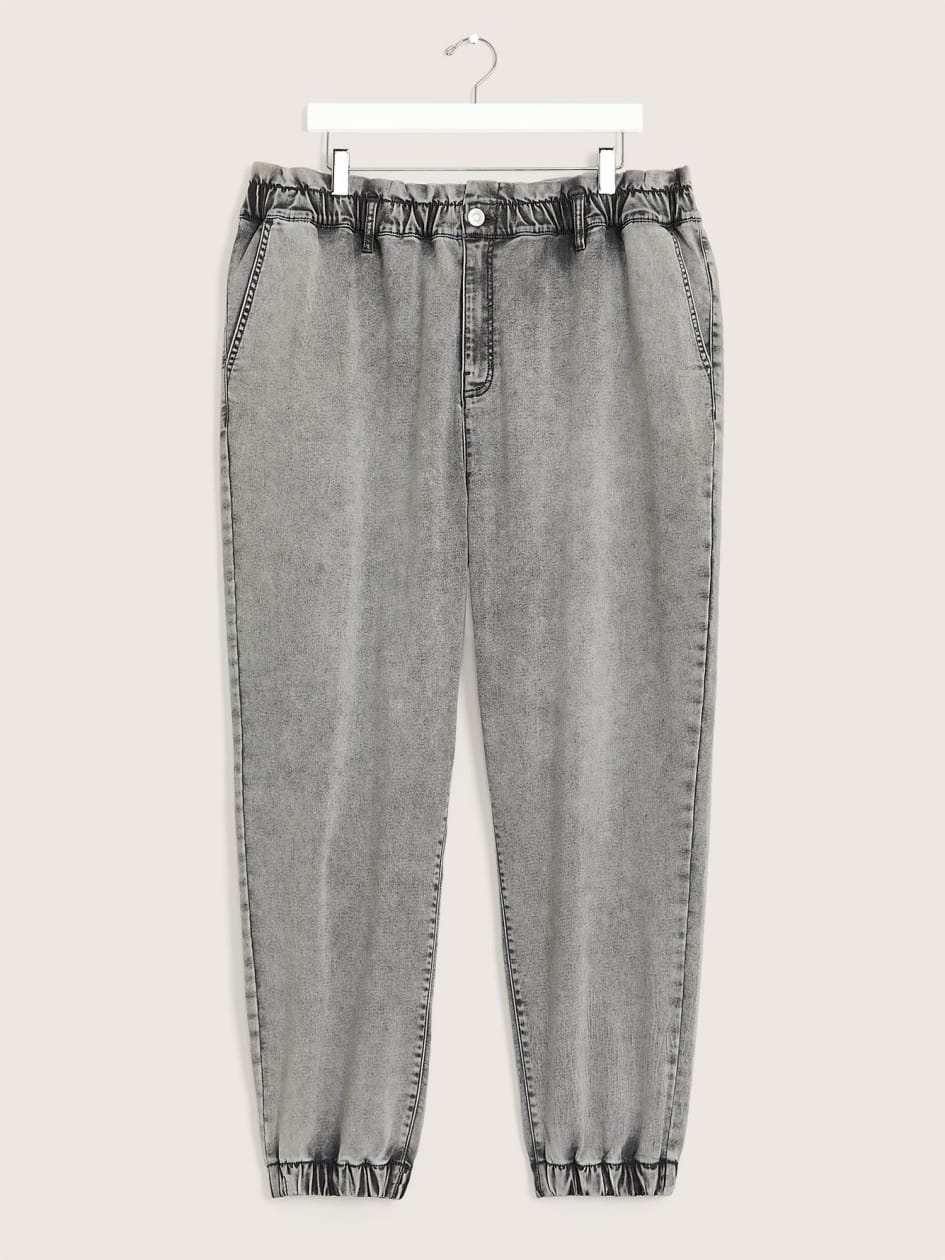 1948 Fit, Stretch Denim-Like Knit Paperbag Jogger, Light Grey - d/C Jeans