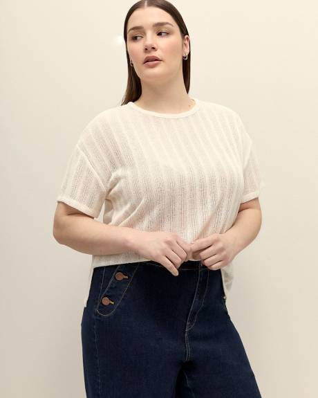 Crochet Knit Crewneck Top - Addition Elle