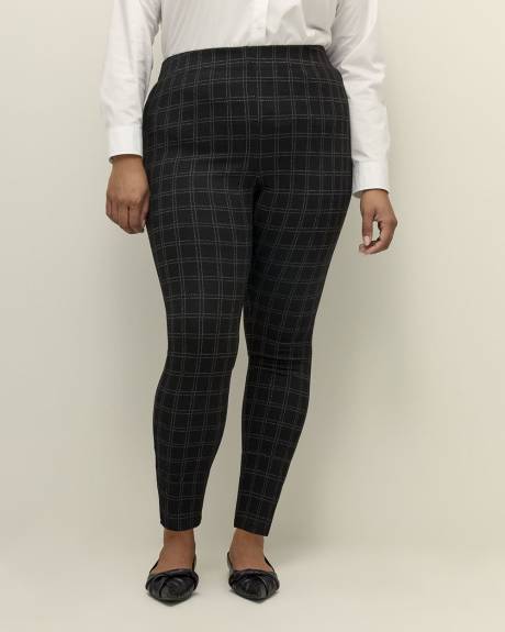 Textured Black Plaid Legging with Side Slit - PENN. Essentials