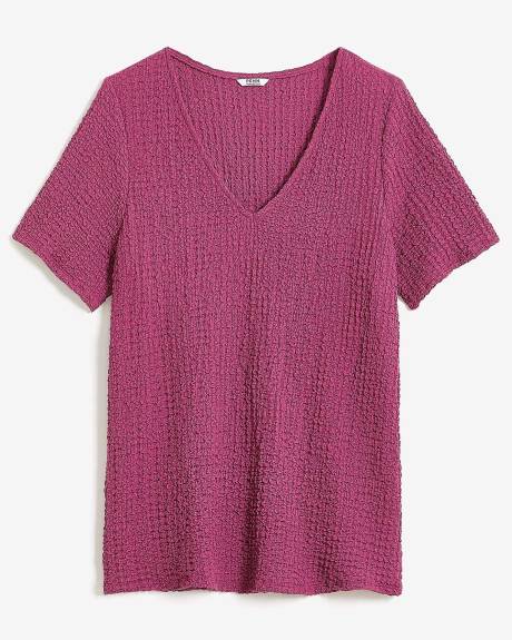 Haut en tricot texturé à col en V