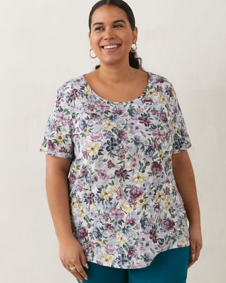 Printed Crew-Neck Curvy Tee - In Every Story