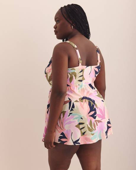 Leaf-Print Calabria Swim Dress - Raisins Curve