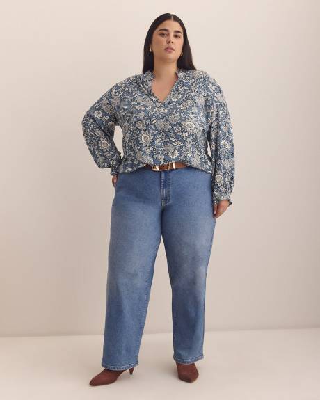 Responsible, Long-Sleeve Mao Split Neck Blouse