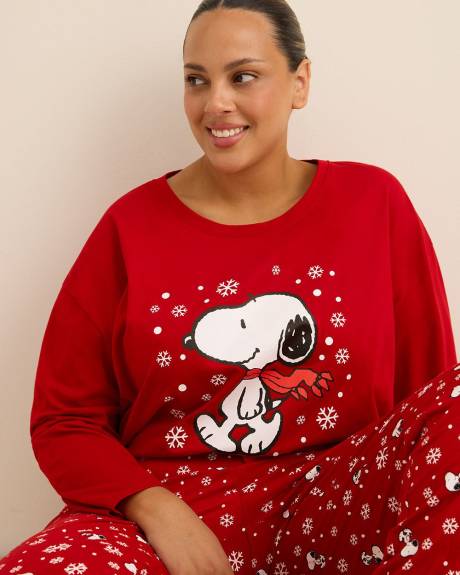 Red Snoopy Long-Sleeve Pyjama T-Shirt - ti Voglio