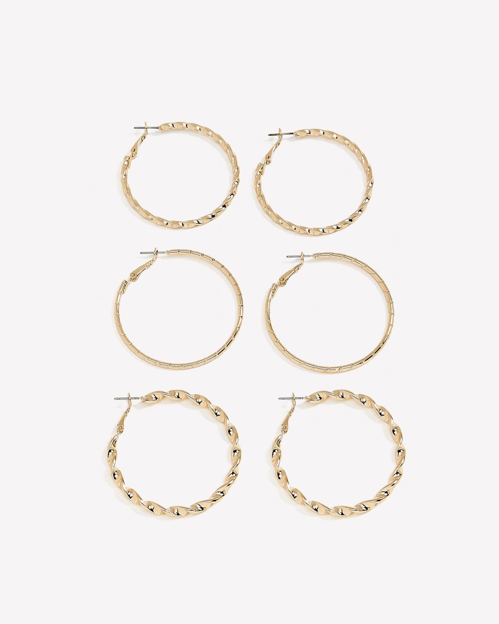 Medium Assorted Golden Hoop Earrings, Set of 3