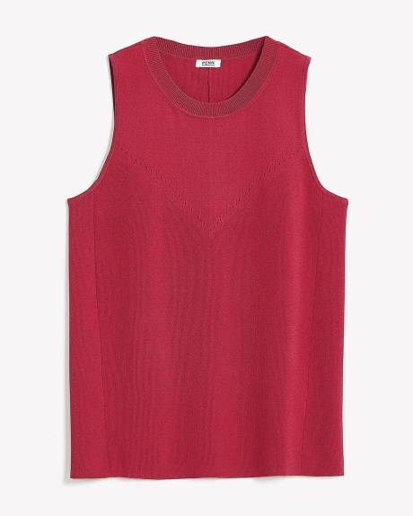 Sleeveless Sweater with Pointelle Stitches