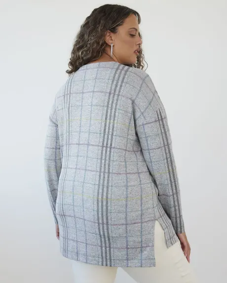 Haut en tricot imprimé à manches longues avec ourlet asymétrique