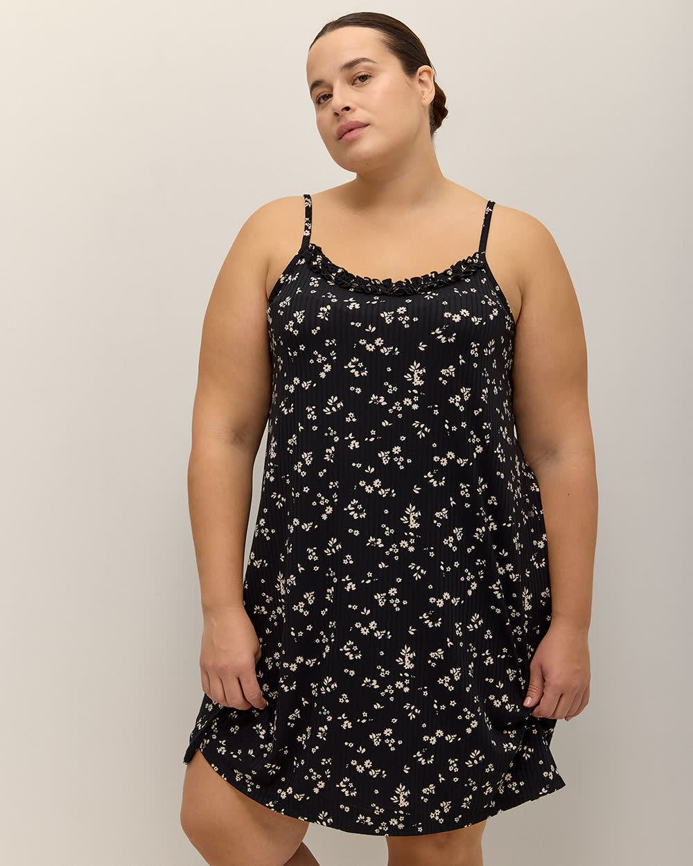 Penningtons Short Floral Cami Nightgown ti Voglio Black Printed 5X