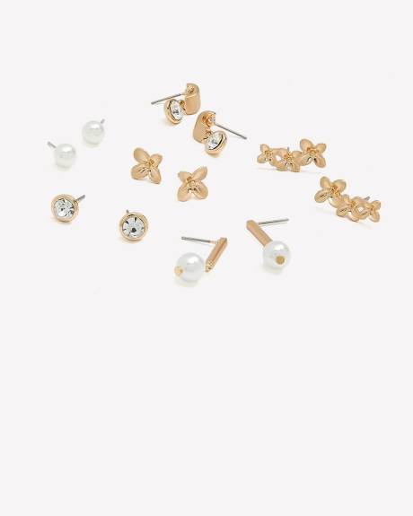 Mini boucles d'oreilles dorées, ens. de 6