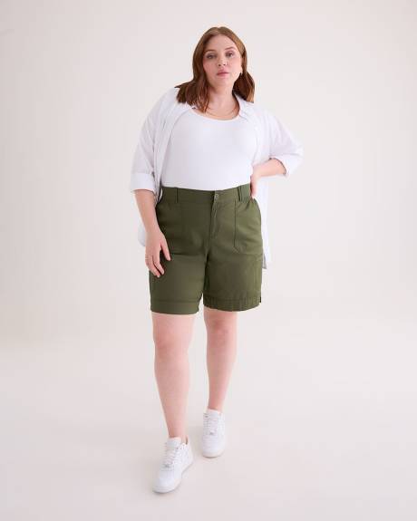 Cotton Bermuda with Ribbed Waistband