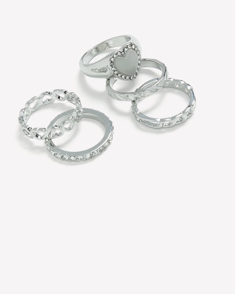 Rings with Hearts, pack of 5