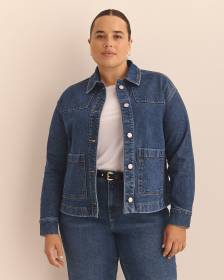 Cropped Utility Denim Jacket - Addition Elle