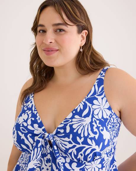 Printed Blue High-Low Swing Tankini