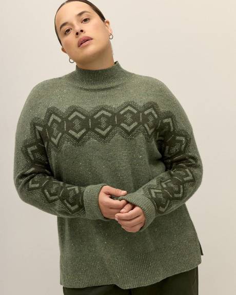 Fair Isle Mock Neck Sweater