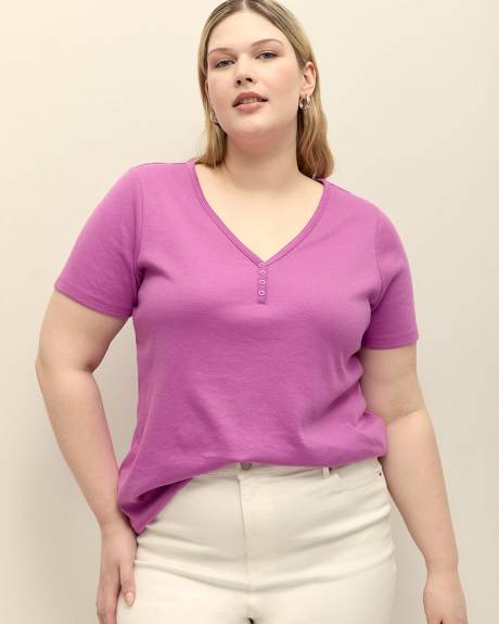 T-shirt en tricot côtelé, coupe girlfriend - Essentiels PENN.