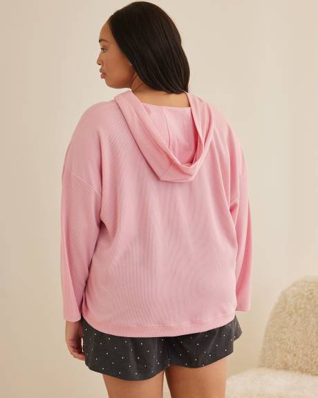 Waffle Knit Pyjama Hoodie with Embroidered Heart - ti Voglio