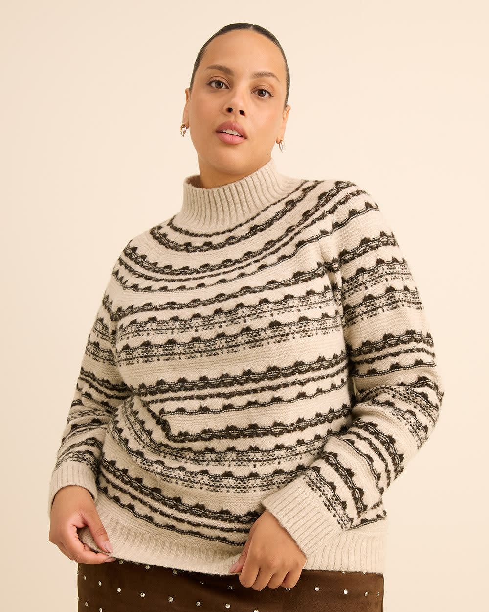 Brown Mock-Neck Fair Isle Sweater Brown Mock-Neck Fair Isle Sweater