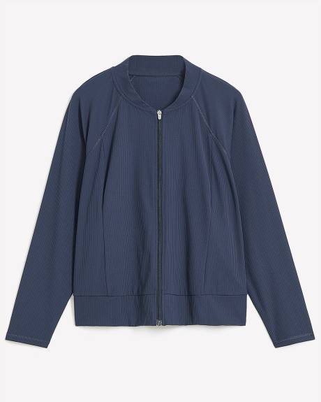 Short Ribbed Zipper Jacket - Active Zone