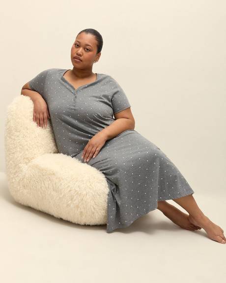 Chemise de nuit longue à pois avec manches courtes - ti Voglio