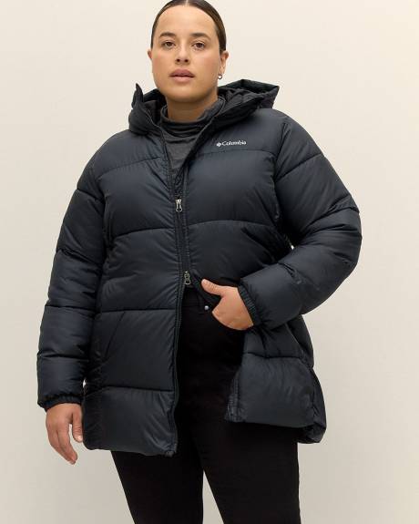 Black Mid-Length Puffer Jacket - Columbia