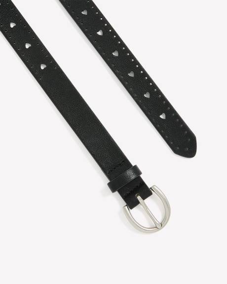 Ceinture noire avec boucle en coeur