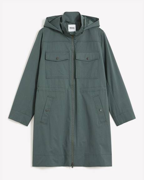 Manteau imperméable long à capuche