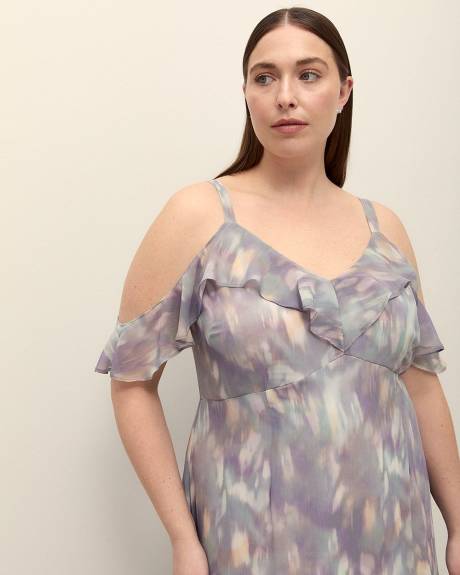 Sleeveless Ruffled V-Neck Dress - Addition Elle