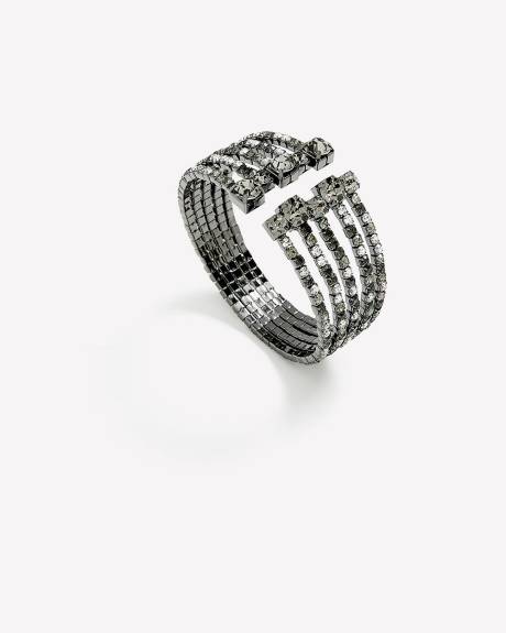 Fancy Rhinestone Coil Cuff Bracelet