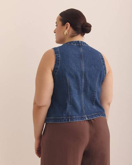 Sleeveless Buttoned-Down Denim Vest - d/C JEANS