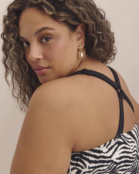 Zebra-Print Tankini with Back Ring