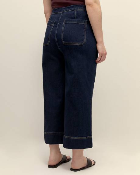 Jean écourté taille haute à jambe très évasée style marin - Addition Elle