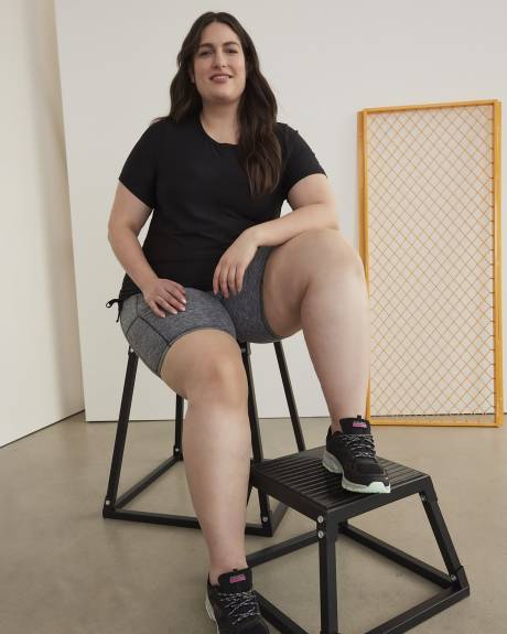 Black Space-Dye Bike Short with Mesh Insert - Active Zone