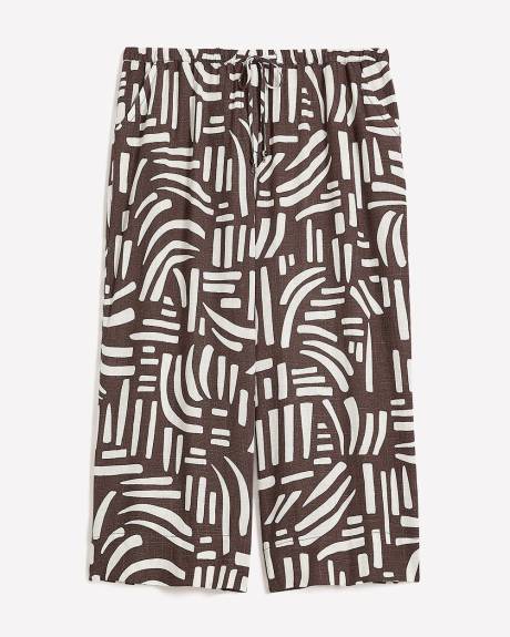 Pantalon écourté à jambe large avec cordon à la taille