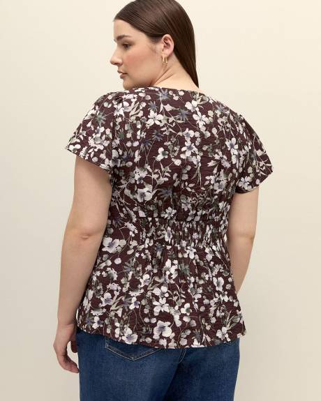 Flutter Sleeve Blouse with Front Pleats - Addition Elle