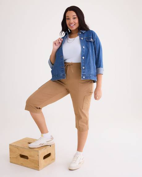 Cotton Capri with Ribbed Waistband