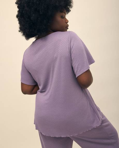 Haut de pyjama en pointelle avec manches courtes à volants - ti Voglio
