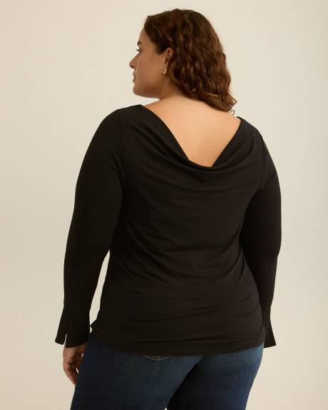 Draped Boatneck Long-Sleeve Top - Addition Elle