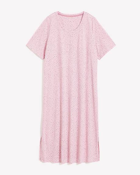 Heart-Print Heather Knit Long Sleepshirt - ti Voglio