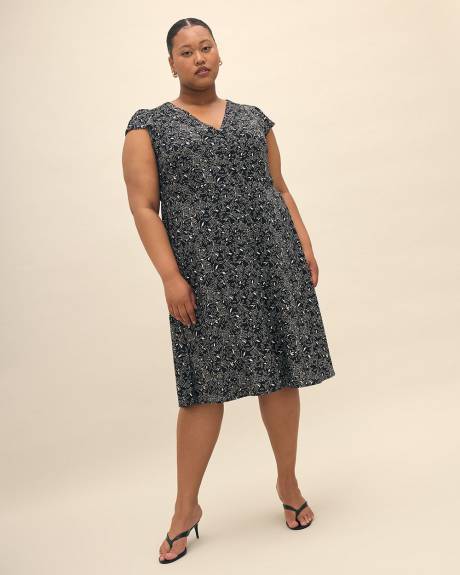 Responsible, Printed Shirt Dress with Cap Sleeves