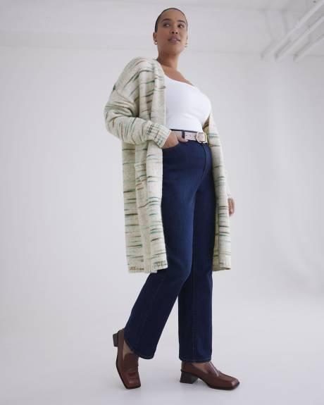 Space Dye Long Cardigan with Patch Pockets