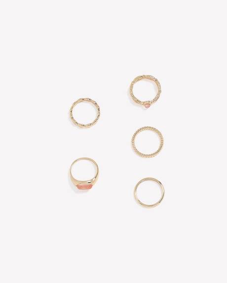 Assorted Rings with Coloured Stones, Set of 5