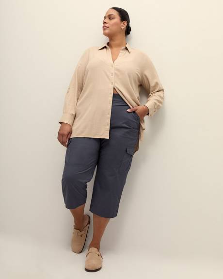 Cotton Capri with Ribbed Waistband