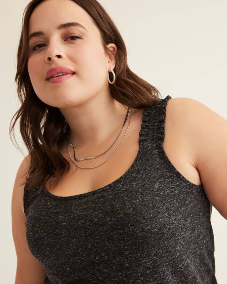Camisole avec encolure en U et bretelles élastiques, mélange de lin