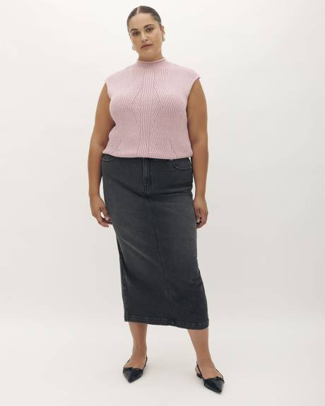 Jupe longue en denim gris, tissu responsable - Addition Elle