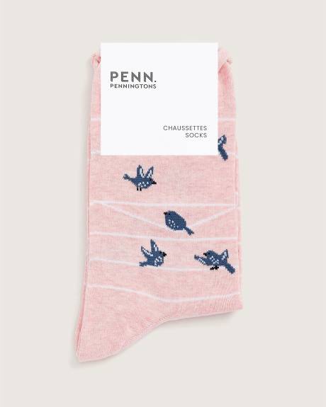 Crew Socks with Bird Print