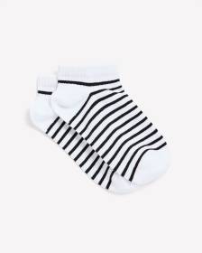 Black and White Striped Ankle Socks