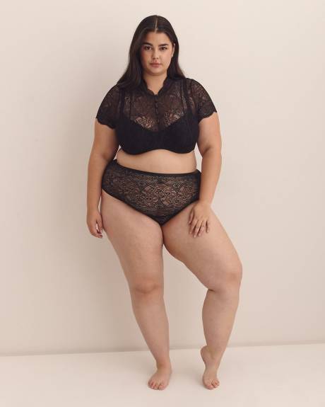 Black Lace Sexy High Cut Brief - Déesse Collection