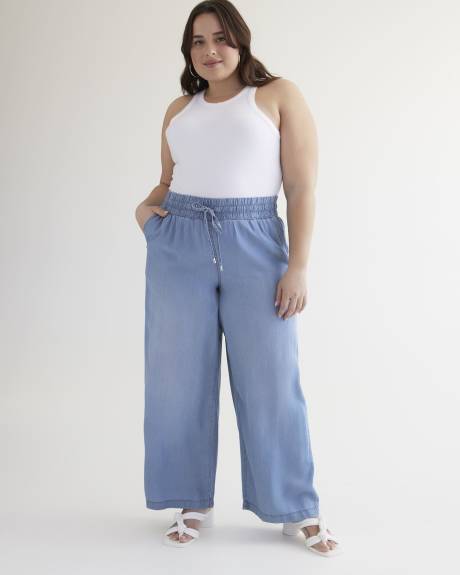 Pantalon à enfiler en tencel avec jambe évasée, délavé pâle - d/C JEANS