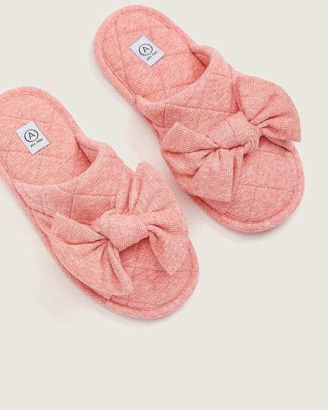 Wide Fit Slippers With Bow - Addition Elle
