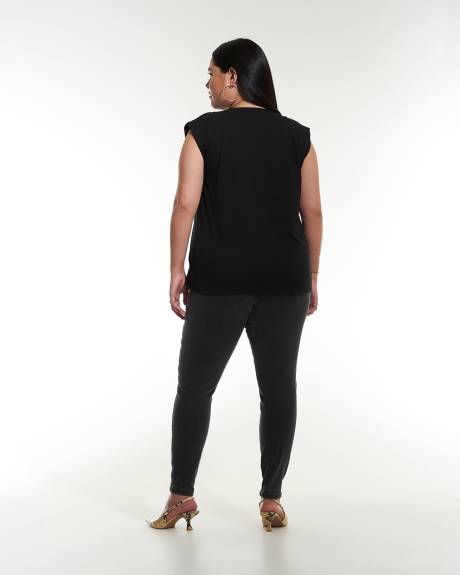 Dropped Shoulder Crew-Neck Knit Top - Addition Elle